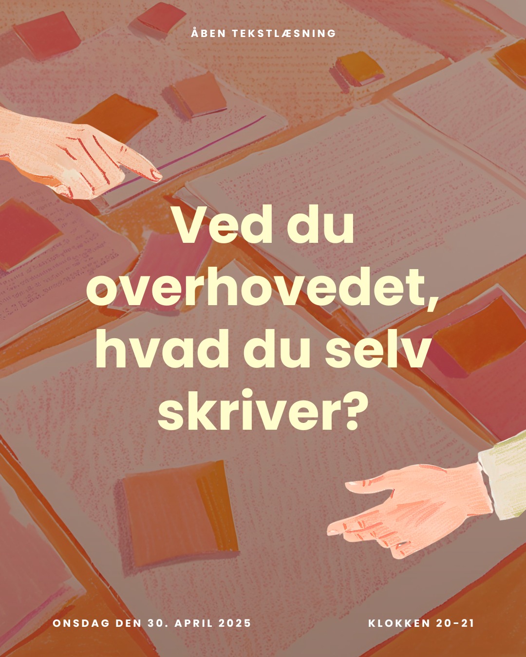📖👀 Vil du have feedback på et par siders skønlitterær tekst?
Tekstlæsning er en af de vigtigste og mest lærerige discipliner for os, der skriver. Når vi læser vores egne tekster – og især når vi lytter til andres læsninger af dem – opdager vi ofte noget, vi ikke selv vidste stod i teksten.
Det kan være et tema, man ikke anede også var i teksten og som man ser klart, når andre peger det ud.
Det kan være genretræk man ikke er opmærksom på og som kommer fra en helt anden genre end den genre, man skriver i.
Det kan være man opdager, at ens tekst i passager er underfortalt eller overfortalt.
Tekstlæsninger kan overraske. Og de kan være præcis dét, man har brug for, for at kunne arbejde videre med sin tekst.
Vi laver jævnligt åbne tekstlæsninger på Forfatterhouse – næste gang er den 30. april 📅
Alle medlemmer af Forfatterhouse kan lægge deres lod i puljen og få feedback på deres tekst af både Malene Kirkegaard og Martin Glaz Serup 👩🏻💻👨🏼💻
Sådan gør du:
📑 Du kan aflevere cirka 2,5 side.
📝 Teksten skal være formateret med halvanden til dobbeltlinjeafstand og normale margener (altså ingen tekst formateret som bogsider).
✒️ Skriften skal være en normal og letlæselig fond i punkt 12 eller større.
📄 Teksten skal kunne stå alene eller være et anslag. Vi læser ikke uddrag, der ikke kan stå alene.
Hvis du allerede er medlem af Forfatterhouse og lige står og mangler god professionel feedback, så logger du bare ind på Forfatterhouse og læser mere om, hvordan du afleverer tekst. Ellers kan du melde dig ind via linket i bio.
📅 Deadline for aflevering af tekst er i morgen den 25. april
#åbentekstlæsning #forfatterhouse #skrivefællesskab #skrivvidere